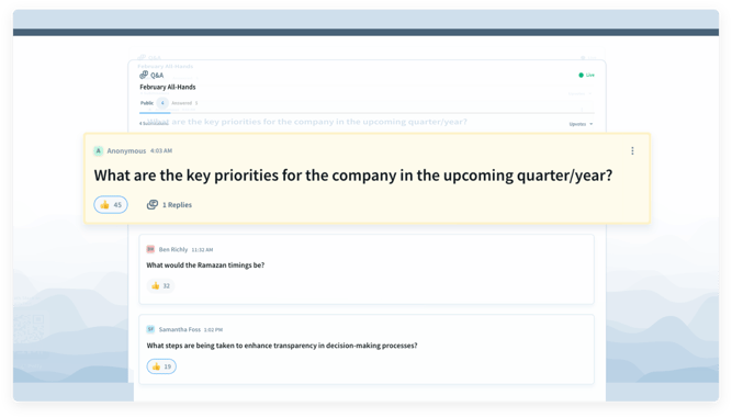 Present Q&A submissions in real-time within your powerpoint presentation