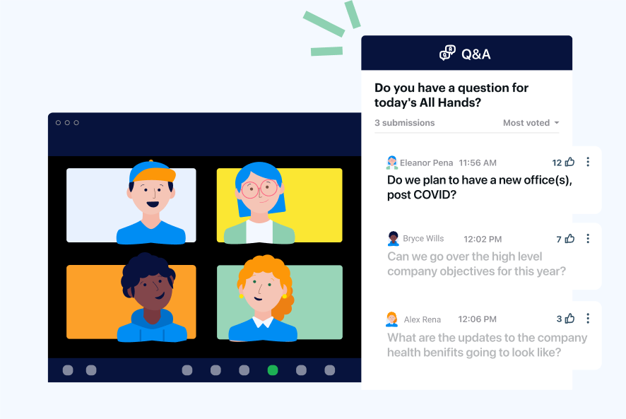 Illustration of people doing a Q & A