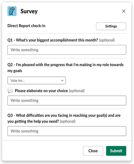Direct report check-in survey