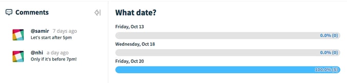 slack poll with comments happy hour