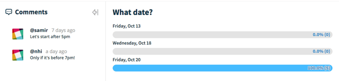 slack poll with comments happy hour