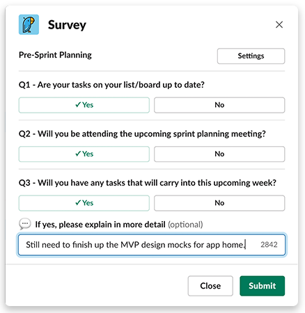 Pre-sprint planning survey
