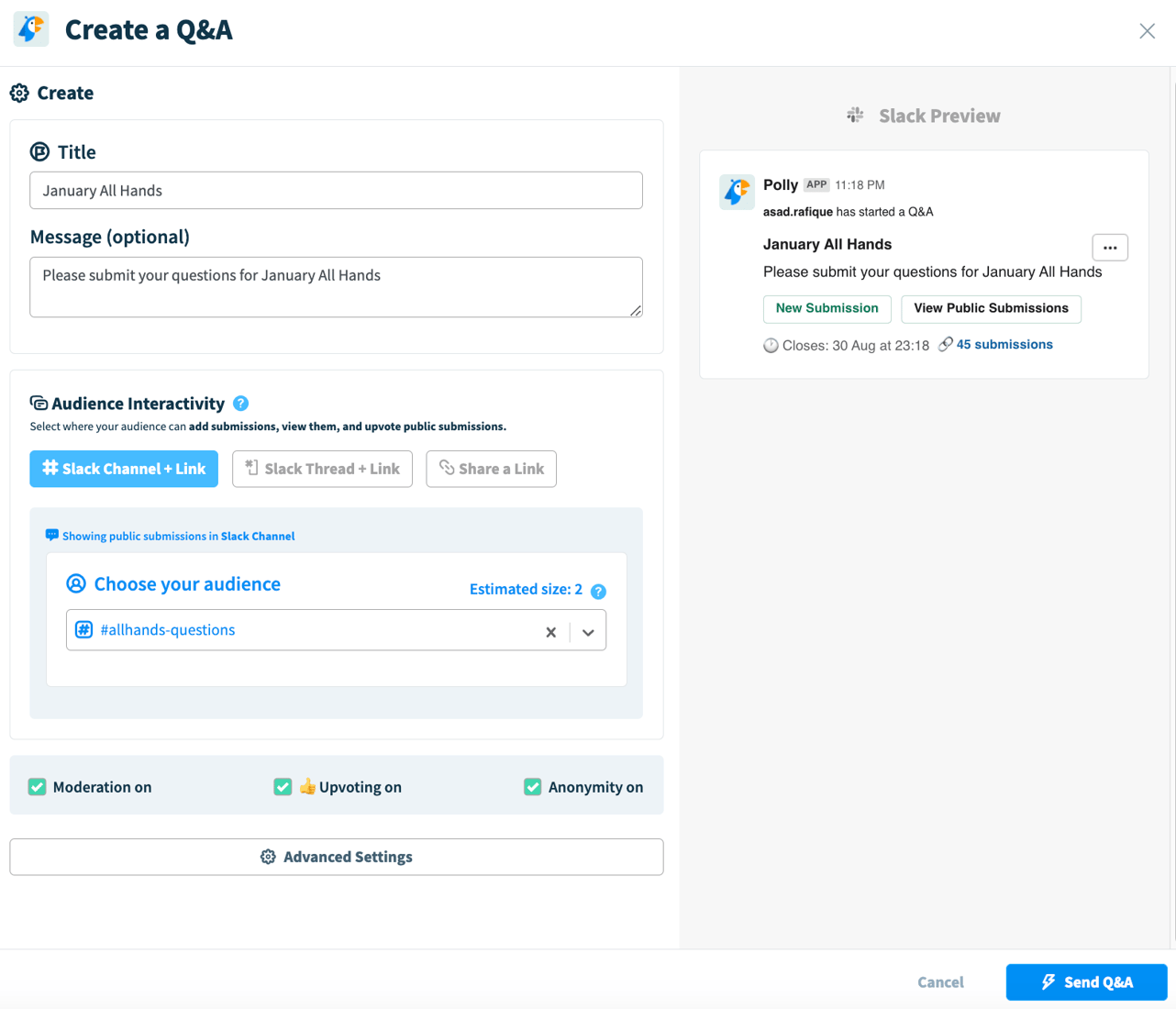Q&A Quick Start Guide