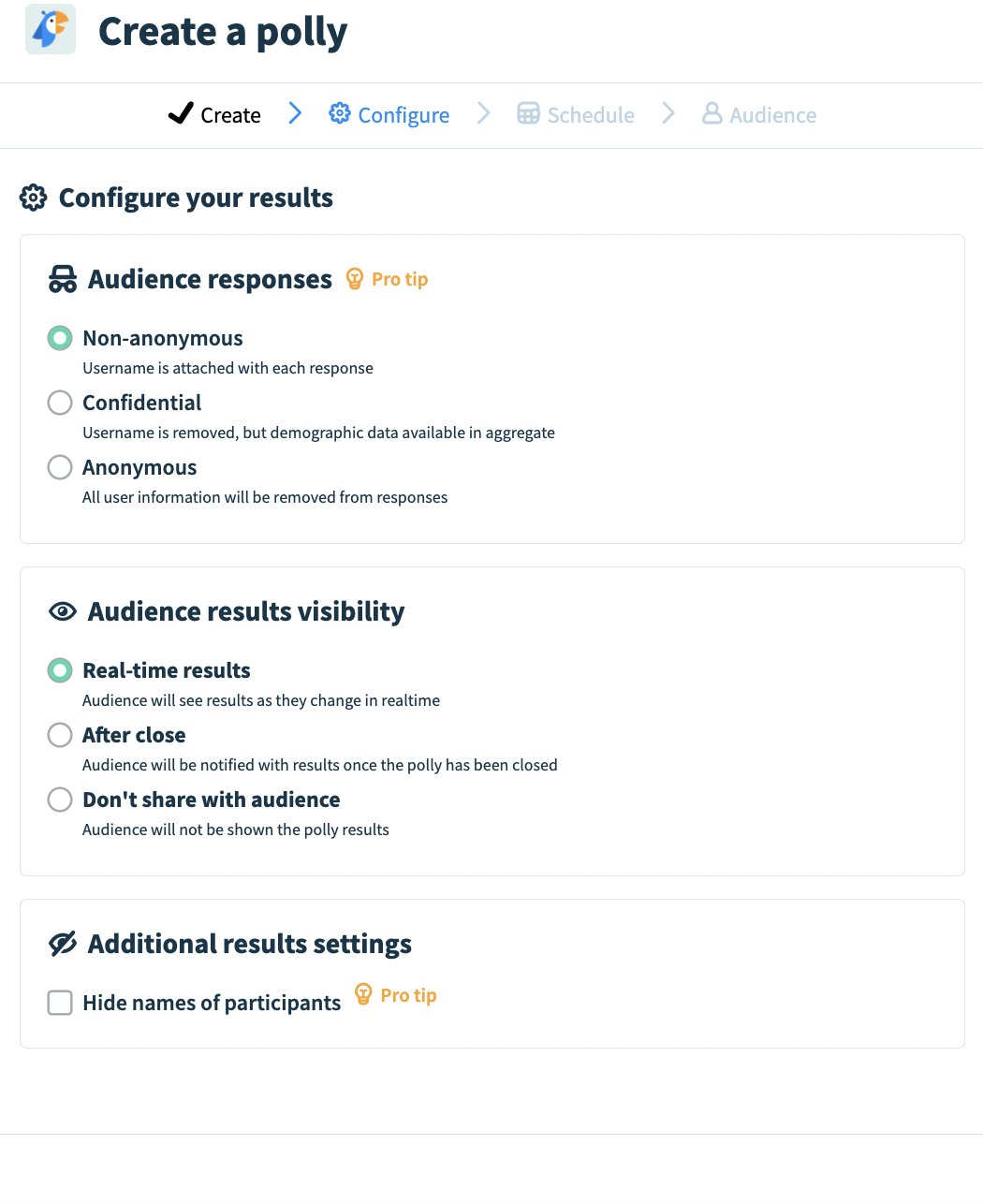 Available Settings with Polly