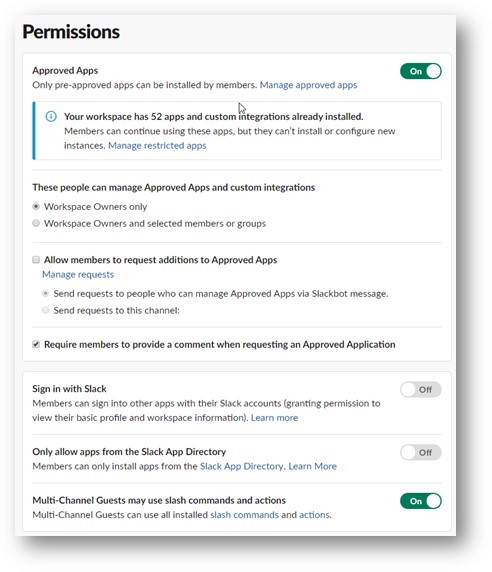Slack permissions