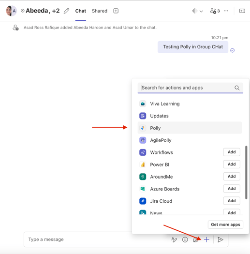 Teams - Add Polly in Group Chat