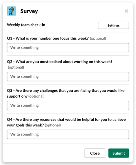 Weekly Team Check-In survey