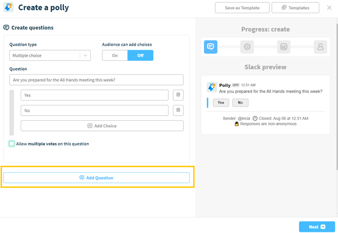 adding question to polly