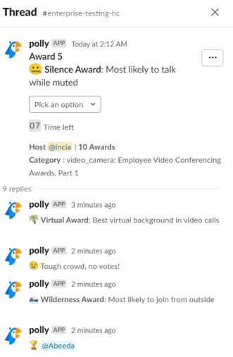 polly awards game thread