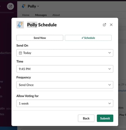 Screenshot of the Polly Schedule feature