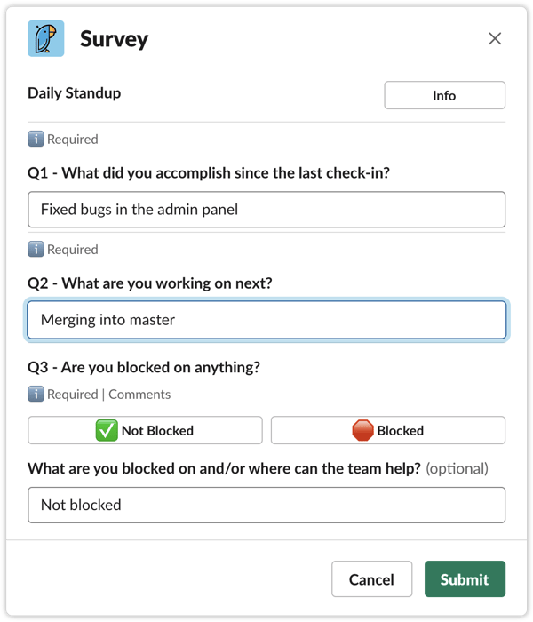 standup - Survey experience