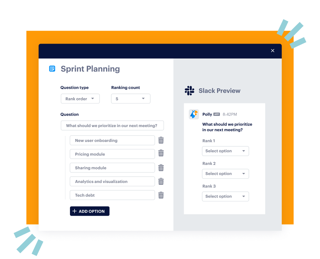 creation of a questionnaire about prioritization for product sprint