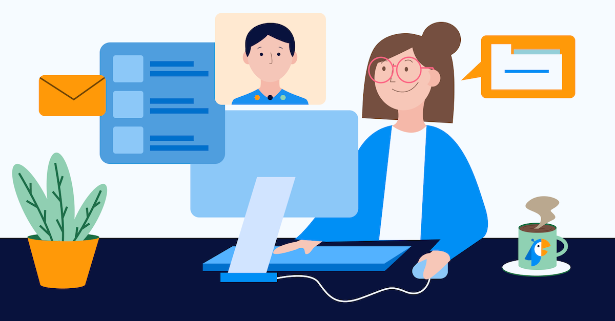 Remote management: illustration of an employee using a computer
